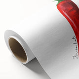 Art deco poster featuring an array of colorful fruits on rolled canvas, ideal for nursery wall art or dining room decor.