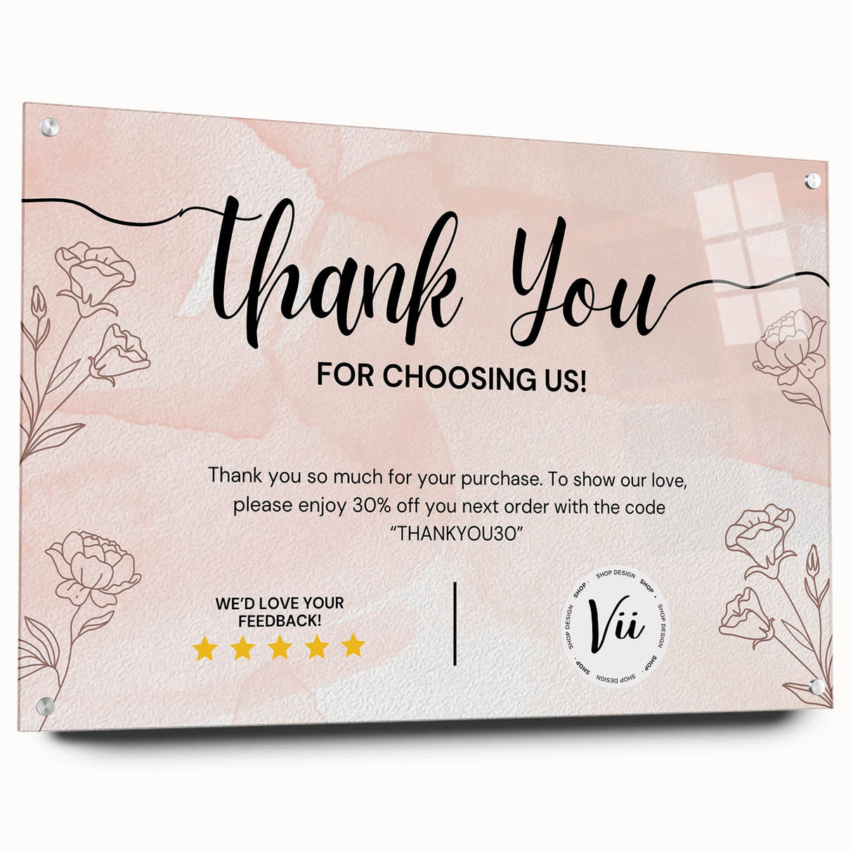 Floral Thank You Card - Personalized Customer Appreciation