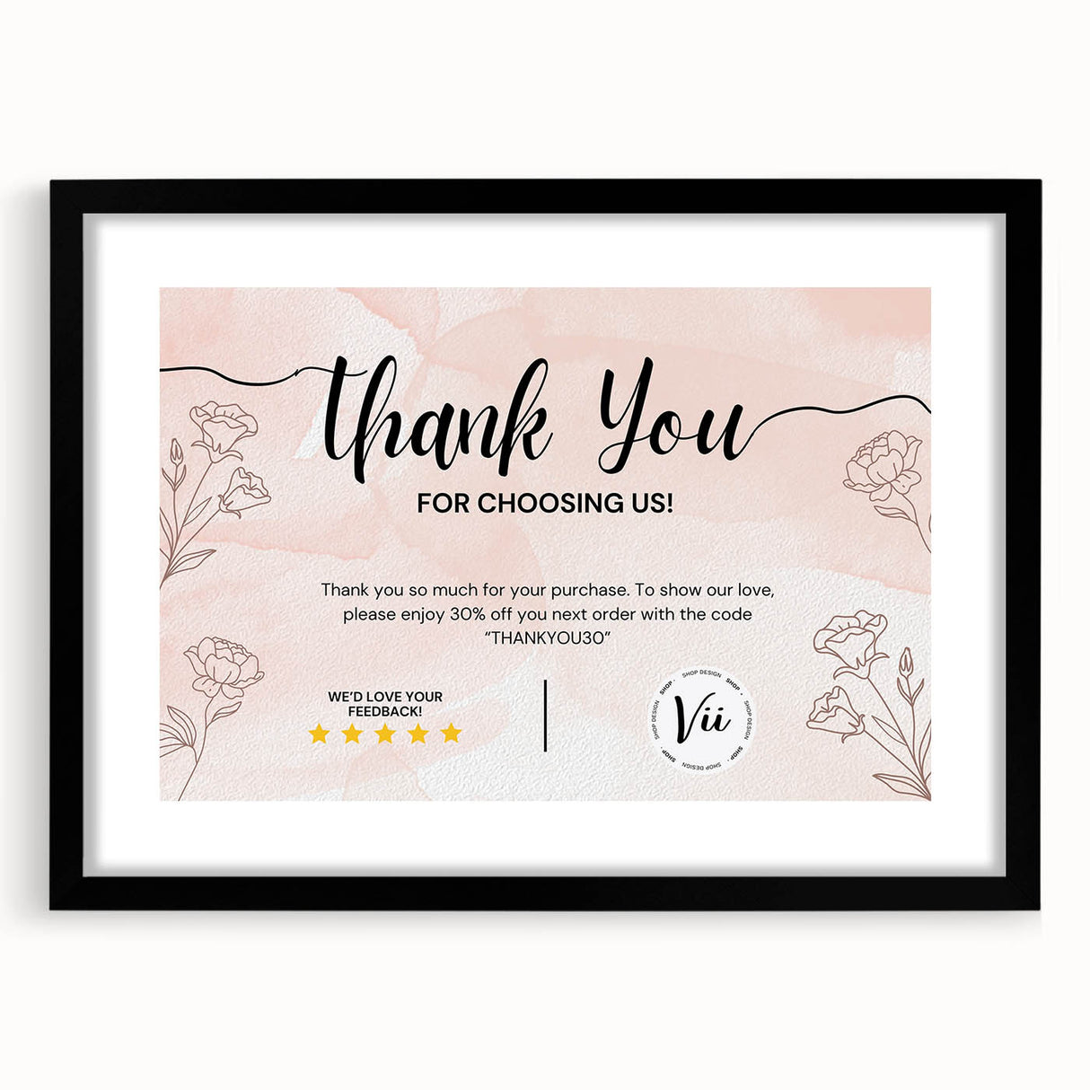 Floral Thank You Card - Personalized Customer Appreciation