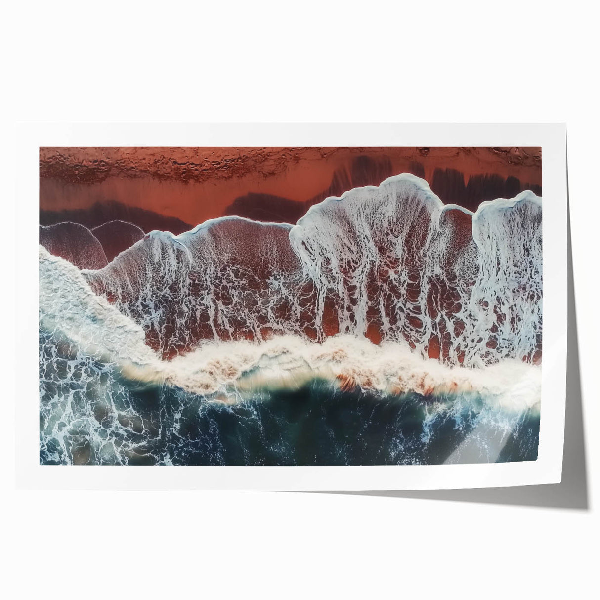 Stunning landscape art print showcasing serene beach scenery with vibrant colors and gentle waves, rolled and ready for framing, perfect for home decor.