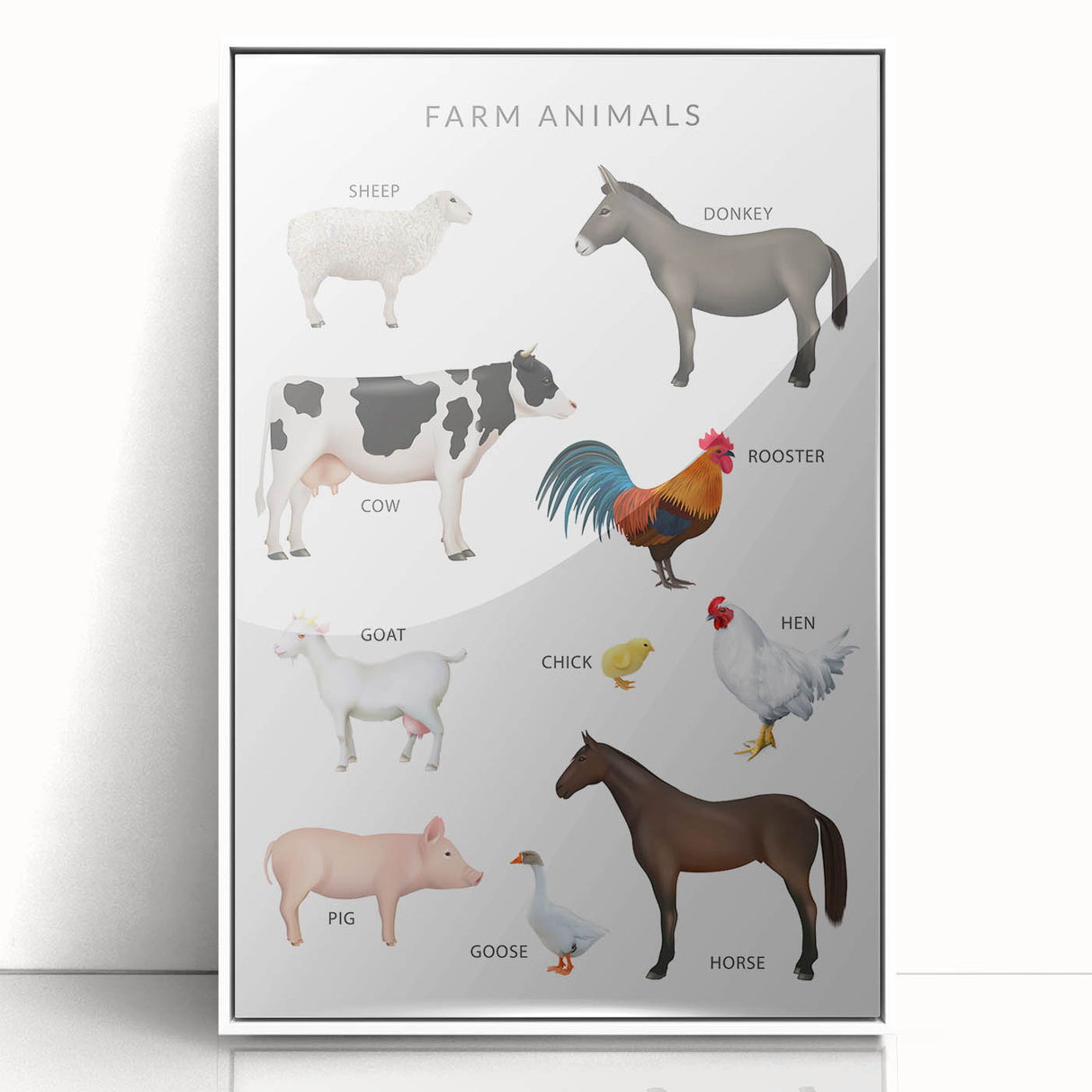 Farm Animals Kids Educational Wall Art - Learning Poster for Classrooms