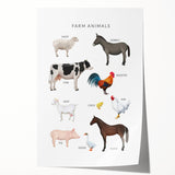 Farm Animals Kids Educational Wall Art - Learning Poster for Classrooms