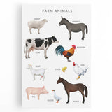 Farm Animals Kids Educational Wall Art - Learning Poster for Classrooms