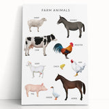 Farm Animals Kids Educational Wall Art - Learning Poster for Classrooms