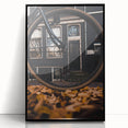 Large abstract wall art depicting autumn trees in vibrant orange and red tones on a black framed acrylic.