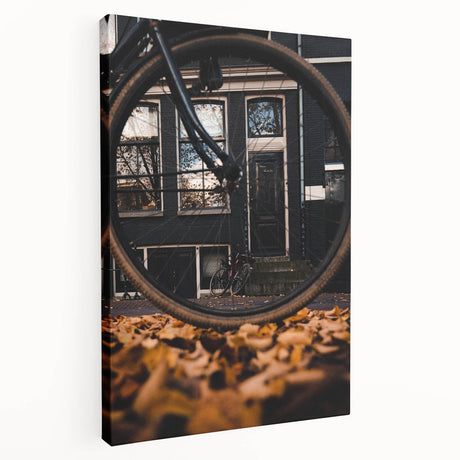 Autumn-themed abstract art on stretched canvas, featuring warm orange and red tones, ideal for kitchen wall decor.