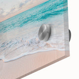 Large abstract wall art in vibrant orange and yellow tones on acrylic glass.