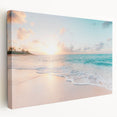 Side view of a large canvas depicting a summer scene with vibrant green and blue tones, ideal for kitchen wall art.