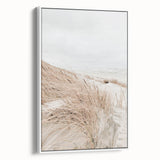 Vintage poster art featuring vibrant summer motifs on an extra large canvas, framed in white, ideal for living room decor.