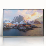 Framed acrylic artwork showcasing a breathtaking cliff landscape with vibrant colors and intricate details, perfect for enhancing modern home decor.