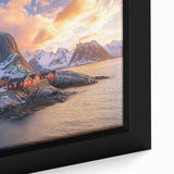Framed canvas artwork showcasing a vibrant landscape of rugged cliffs under a dramatic sky, emphasizing intricate textures and earthy colors, perfect for home decor.