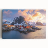 Stretched canvas artwork showcasing a dramatic cliff landscape with vibrant colors, ideal for home decor. Perfect for nature lovers and art enthusiasts.