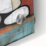 Abstract Stone Stack Living Room Wall Art – Beige & Red Canvas