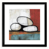 Abstract Stone Stack Living Room Wall Art – Beige & Red Canvas