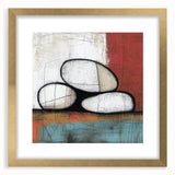 Abstract Stone Stack Living Room Wall Art – Beige & Red Canvas