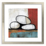 Abstract Stone Stack Living Room Wall Art – Beige & Red Canvas