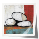 Abstract Stone Stack Living Room Wall Art – Beige & Red Canvas