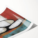 Abstract Stone Stack Living Room Wall Art – Beige & Red Canvas