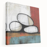 Abstract Stone Stack Living Room Wall Art – Beige & Red Canvas