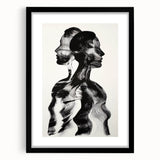 Abstract figurative wall frame with a sleek black mat, showcasing an artistic design perfect for modern decor, enhancing any living space with elegance.