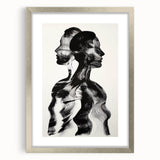 Abstract figurative frame with a silver mat, showcasing an elegant front view. This stylish decor piece adds a modern touch to any interior design.