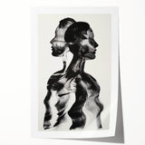 Abstract figurative art print showcasing vibrant colors and dynamic shapes, rolled and ready for display, ideal for enhancing modern home decor.