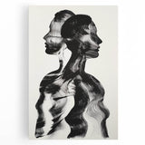 Abstract figurative stretched canvas artwork displaying vibrant colors and dynamic shapes, perfect for modern home decor. Ideal for adding a unique artistic touch to any space.