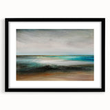 Abstract landscape wall art framed with a black mat, showcasing vibrant colors and fluid shapes, perfect for modern home decor and artistic ambiance.