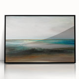 Framed abstract landscape wall art featuring vibrant colors and acrylic finish, designed to enhance modern decor with a sleek black frame. Perfect for living spaces.