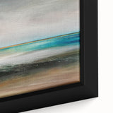 Close-up of a framed abstract landscape wall art piece, showcasing vibrant colors and intricate textures, perfect for enhancing modern home decor.