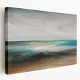 Abstract landscape wall art on stretched canvas showcasing vibrant colors and dynamic shapes, ideal for modern home decor. Side view highlights the canvas depth and quality, emphasizing its artistic appeal.