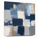 Abstract Art Prints – Block Composition in Blue and Neutrals