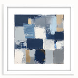 Abstract Art Prints – Block Composition in Blue and Neutrals