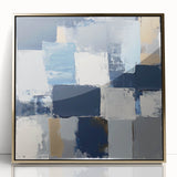 Abstract Art Prints – Block Composition in Blue and Neutrals