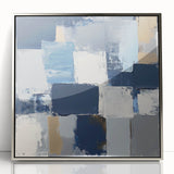 Abstract Art Prints – Block Composition in Blue and Neutrals