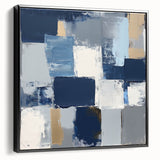 Abstract Art Prints – Block Composition in Blue and Neutrals
