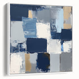 Abstract Art Prints – Block Composition in Blue and Neutrals
