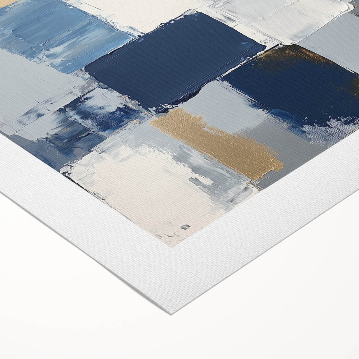 Abstract Art Prints – Block Composition in Blue and Neutrals