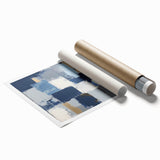 Abstract Art Prints – Block Composition in Blue and Neutrals