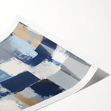 Abstract Art Prints – Block Composition in Blue and Neutrals