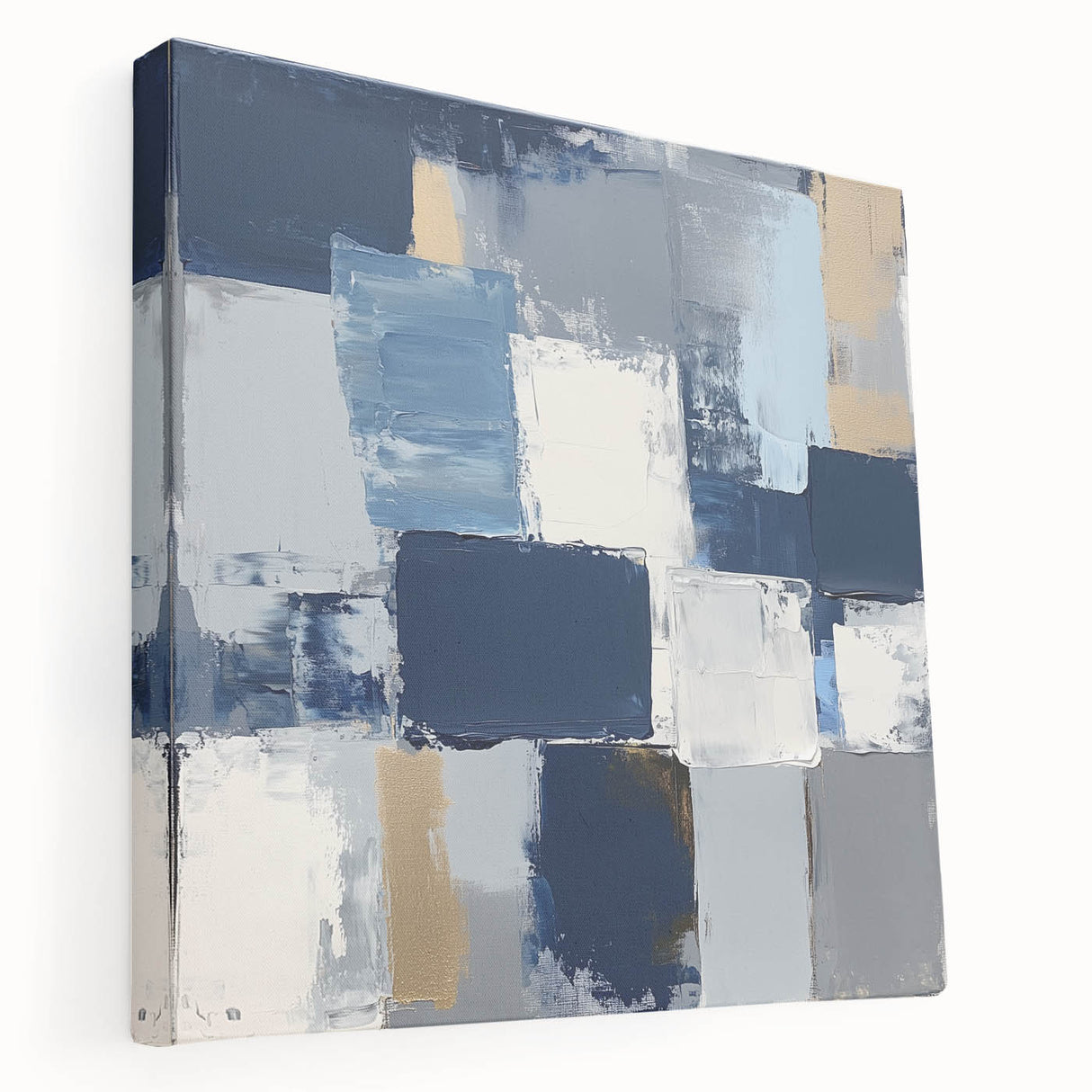 Abstract Art Prints – Block Composition in Blue and Neutrals