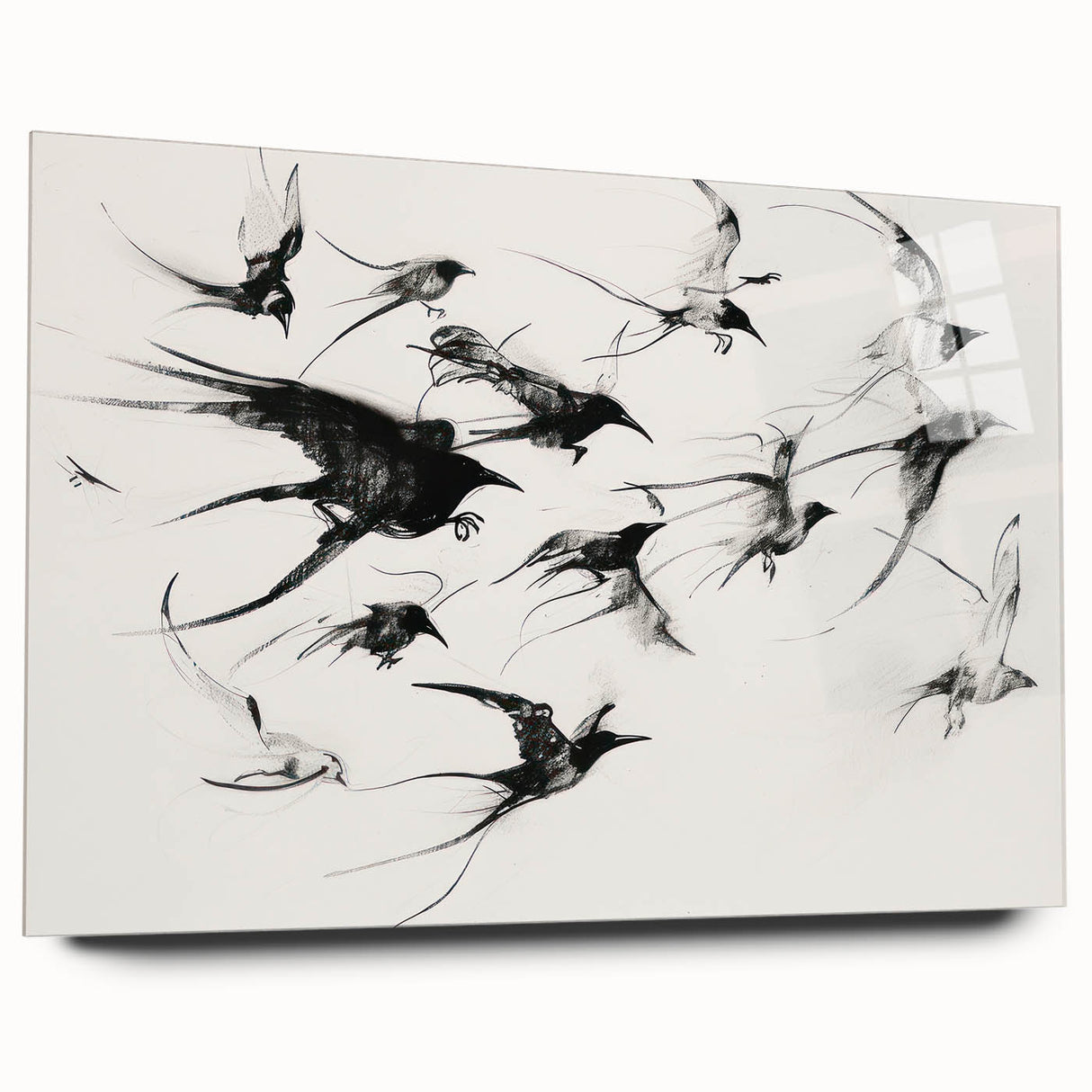 Acrylic glass display of a side view animal design featuring vibrant colors and intricate details, perfect for modern home decor or art collections.