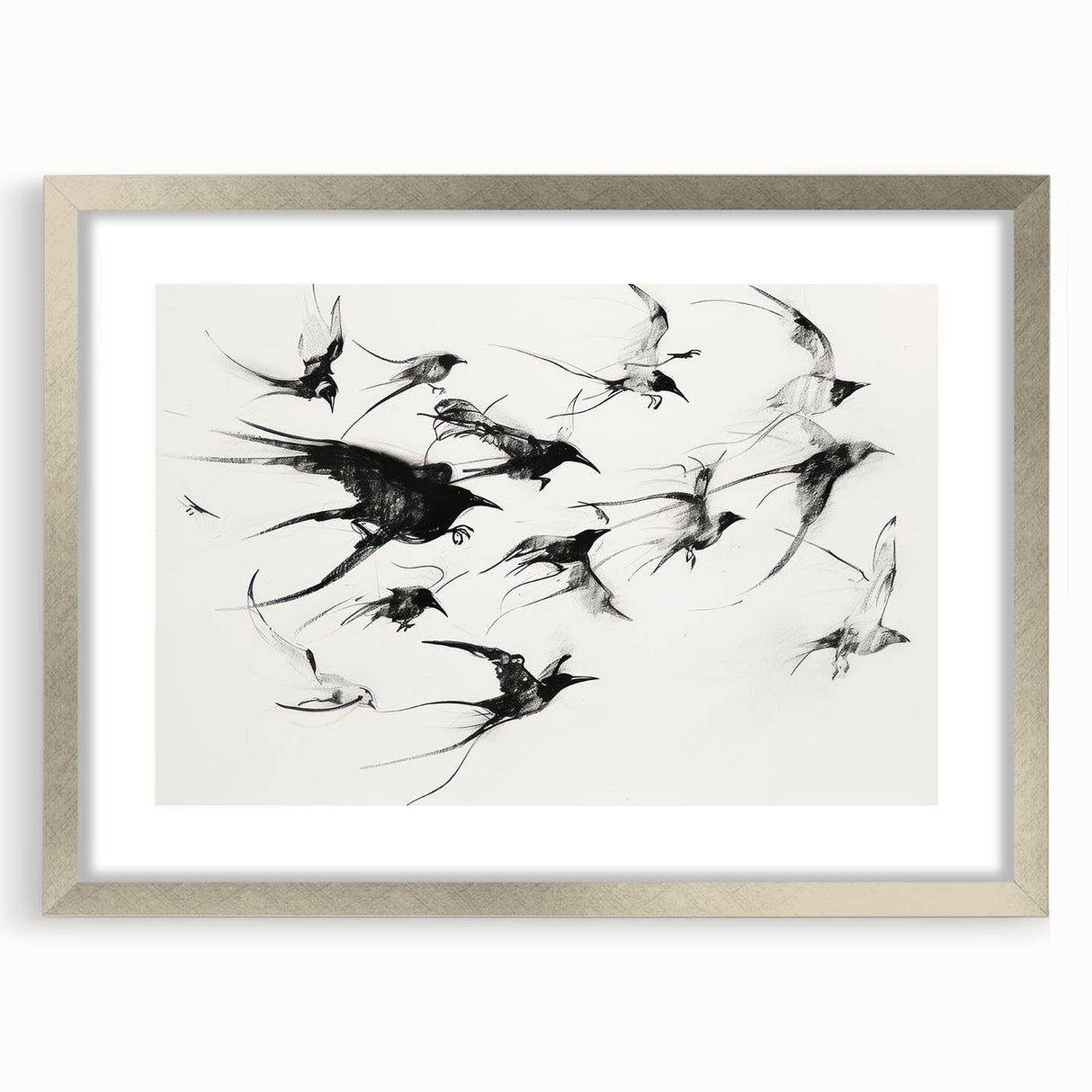 Silver animal-themed frame showcasing a front view design with a mat, perfect for enhancing home decor with a touch of elegance and nature-inspired style.