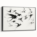 Framed black canvas featuring an artistic depiction of various animals in a vibrant, colorful design, ideal for enhancing home decor with a modern touch.