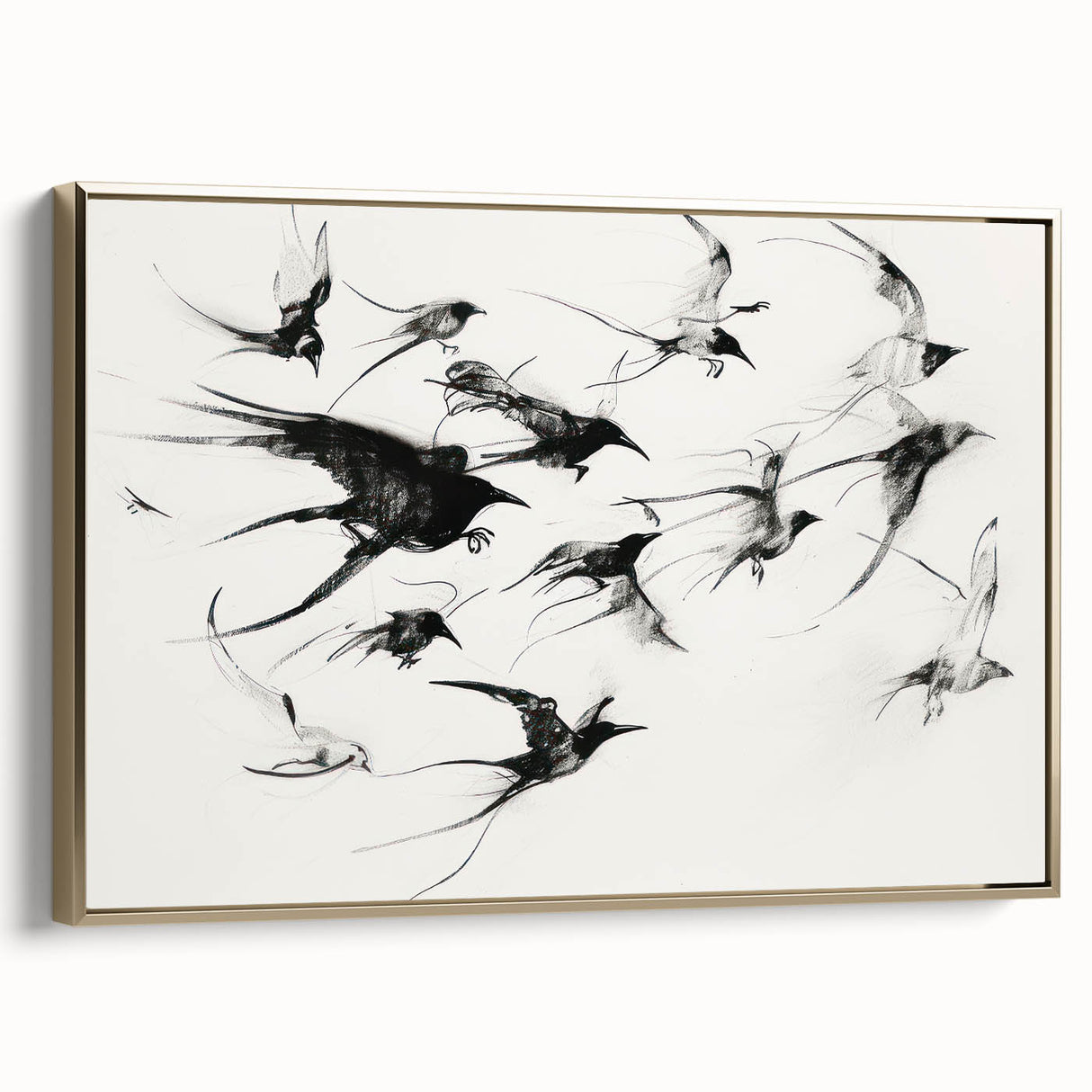 Framed canvas artwork showcasing colorful animal designs with a gold frame, displaying intricate details from a side view, perfect for home decor and animal lovers.