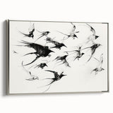 Framed canvas artwork showcasing an elegant design of animals in silver tones, viewed from the side. Ideal for enhancing modern home decor with a touch of nature.