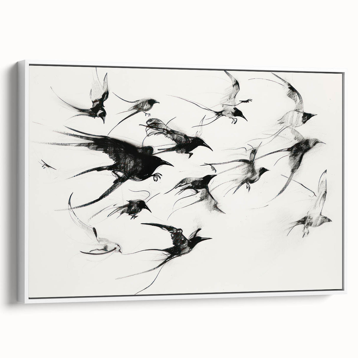 Framed canvas artwork featuring a vibrant animal design, showcasing intricate details and bold colors, presented in a sleek white frame from a side view. Ideal for home decor enthusiasts looking to elevate their space with unique animal-themed art.