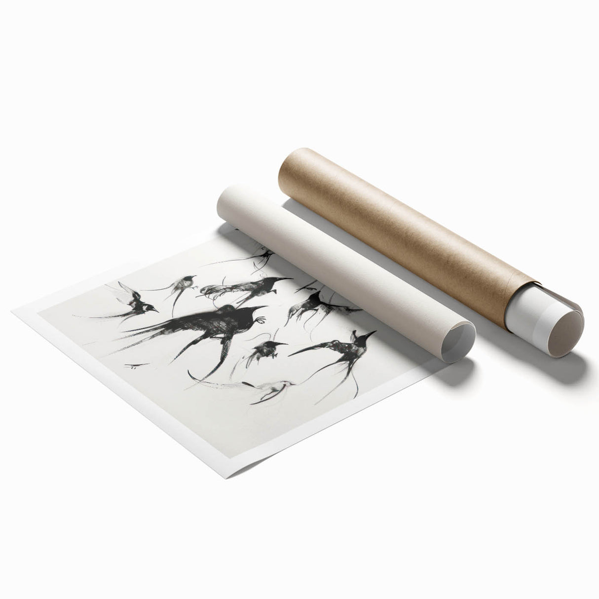 Colorful rolled canvas print showcasing a vibrant animal design, featuring intricate details and textures, securely packaged in a protective cardboard tube for safe delivery. Ideal for enhancing home decor with a unique artistic touch.