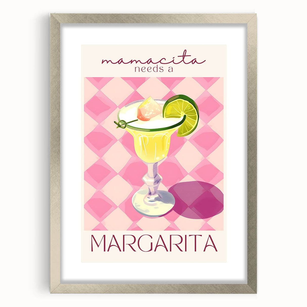Textured abstract art print in silver frame with mat, featuring swirling gray and white patterns.