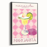 Black and white framed canvas of a vintage poster featuring a landscape scene, suitable for bedroom decor.